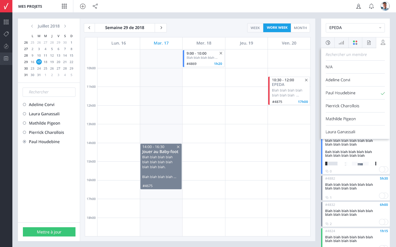 Weekly view and activity tracking