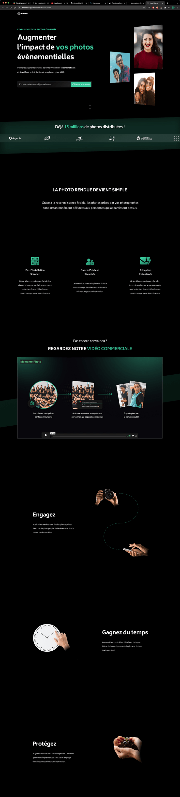 Landing page Memento