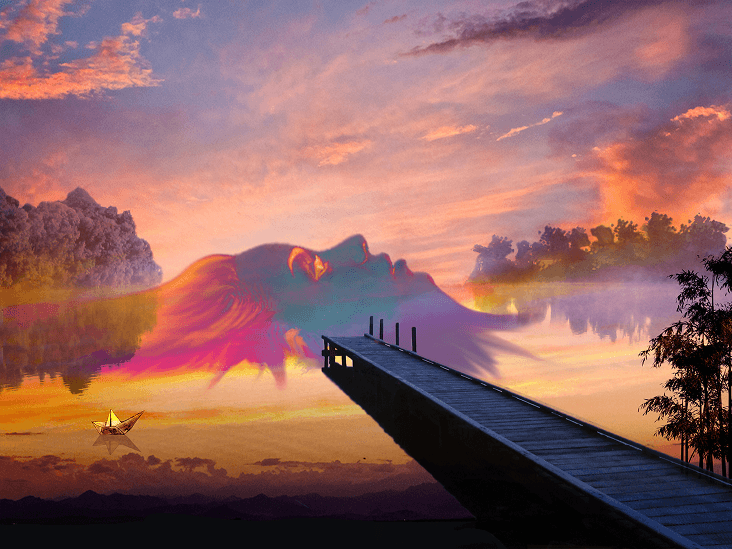 Peinture digitale de paysage au crépuscule