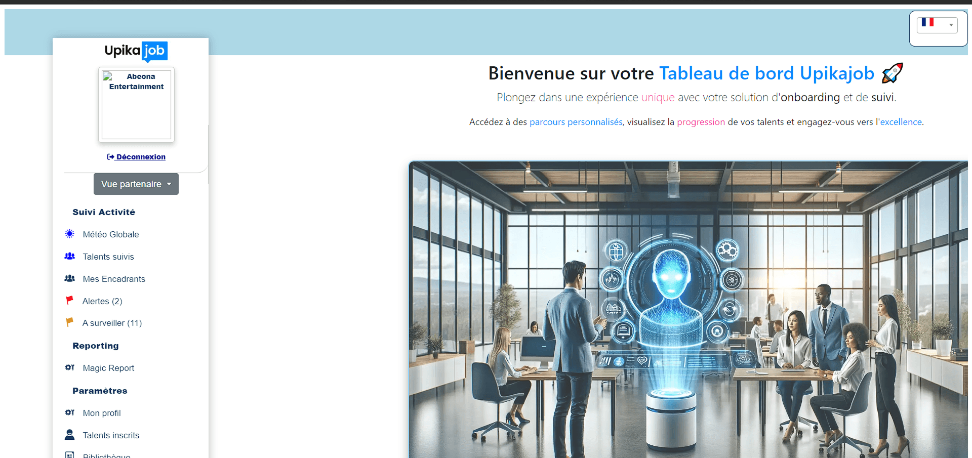 Le tableau de bord à mon arrivée